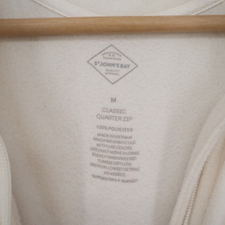 St Johns Bay Womens Classic Quarter Zip Fleece Pullover Cream M