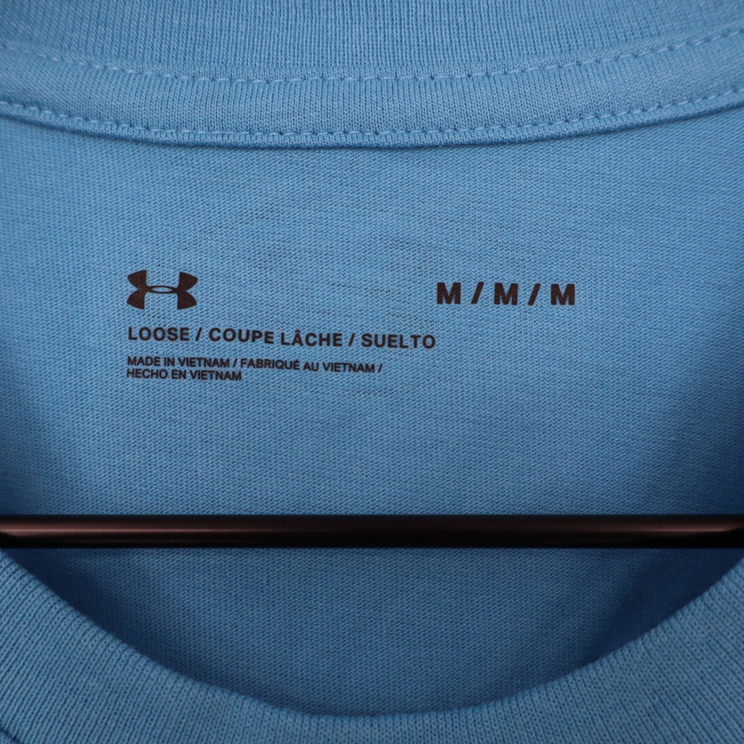 Under Armour Mens Left Chest Cut Off Tank Blue Loose Fit Gym Shirt M