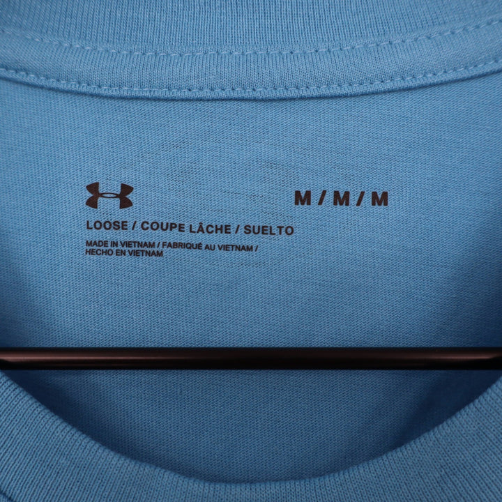 Under Armour Mens Left Chest Cut Off Tank Blue Loose Fit Gym Shirt M