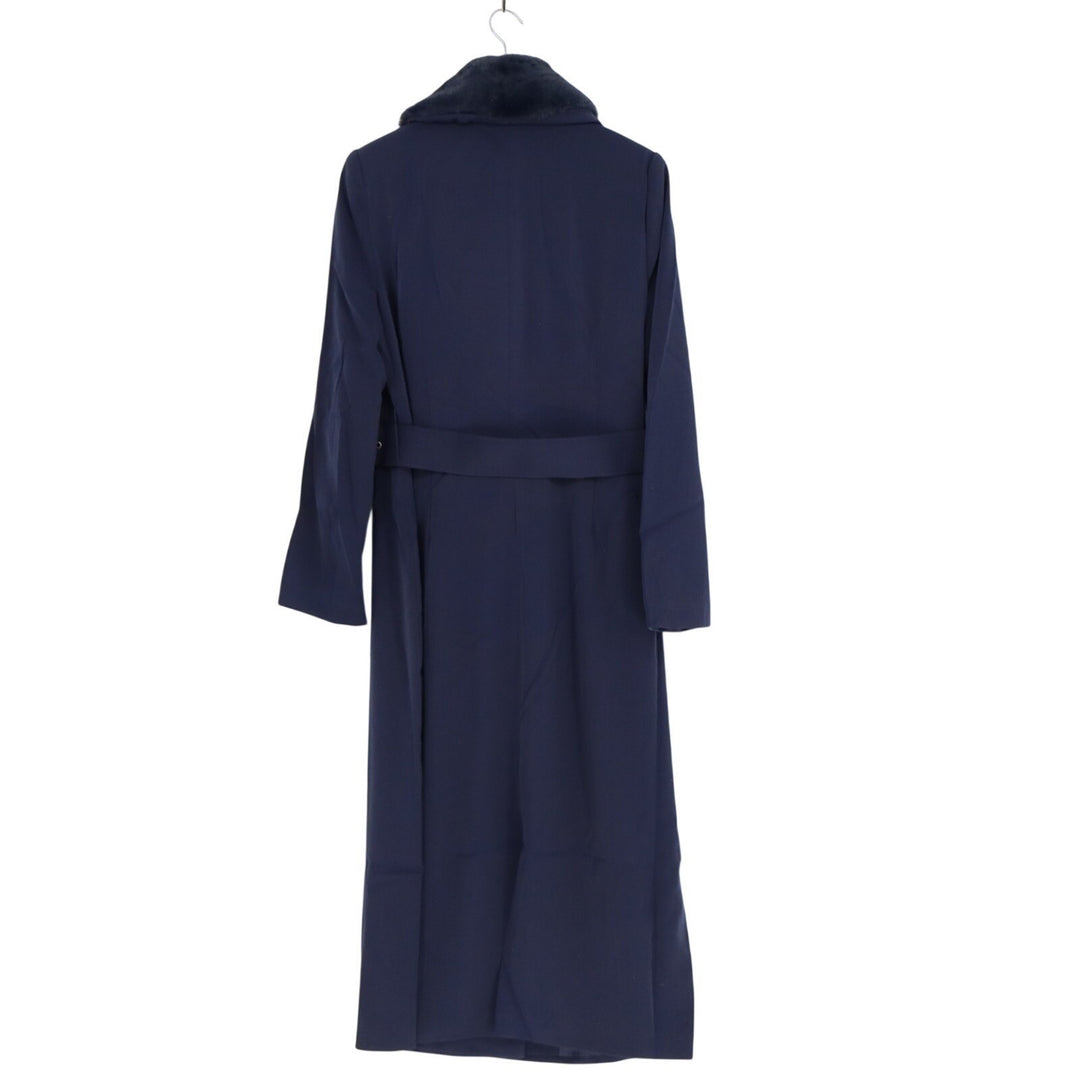 Naked Wardrobe The Statement Trench Coat Women XL Navy Belted Waist Shawl Collar