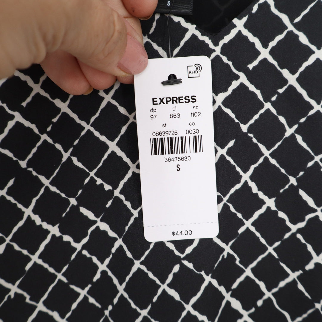 Express Womens Black White Grid V-Neck Camisole Conscious Edit Small