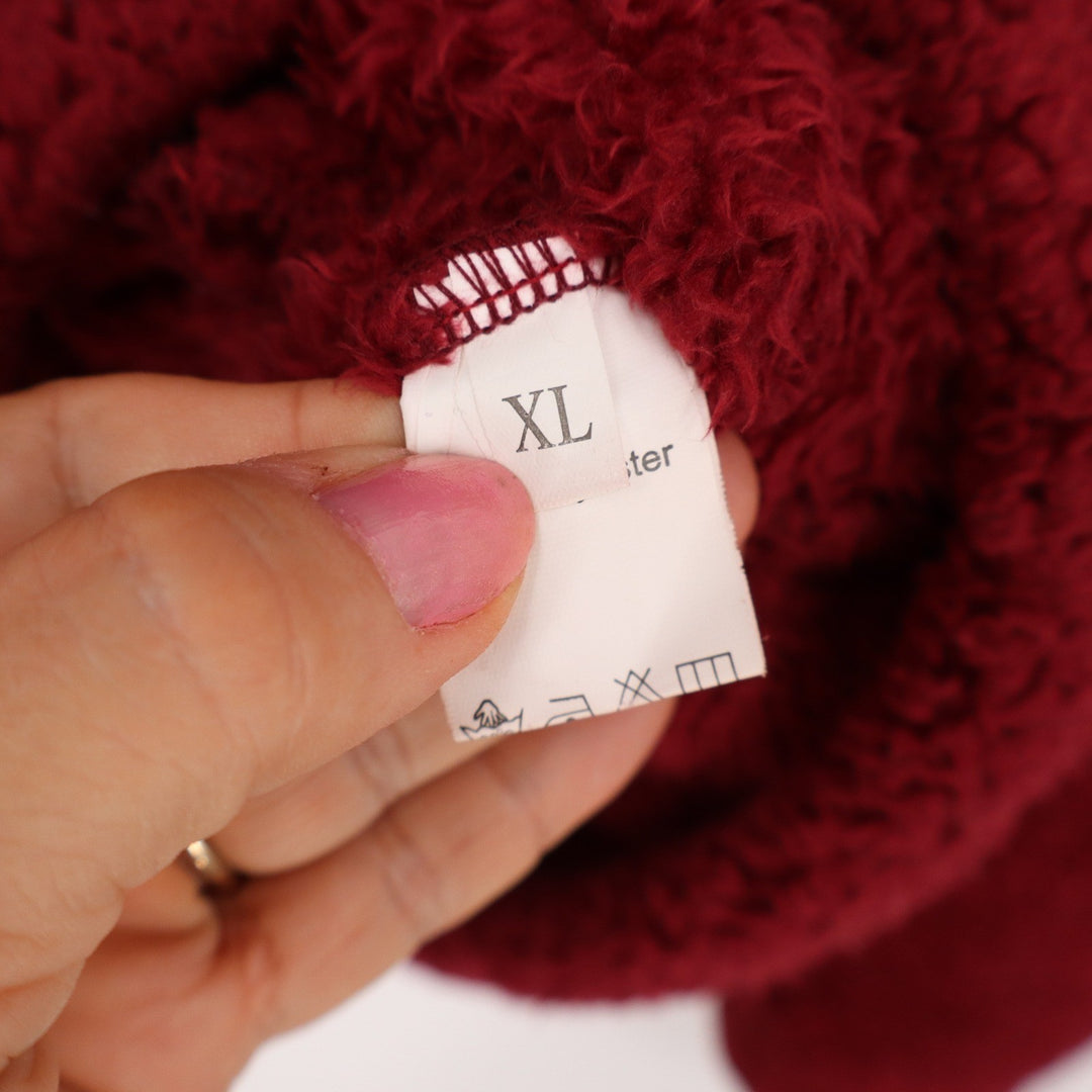 Unbranded Jacket Womens XL Burgundy Sherpa Fleece Snap Button Excellent