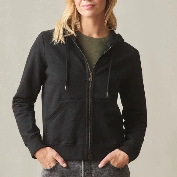 American Giant Relaxed Classic Full Zip 2.0 Hoodie Womens XL Black Cotton Ribbed