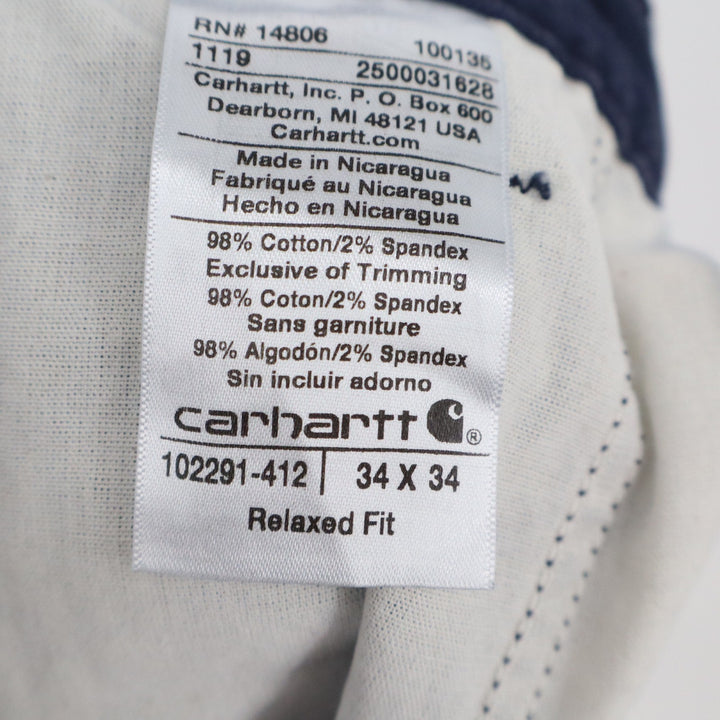 Carhartt Relaxed Fit Canvas Work Pants Navy Blue 102291-412 Mens 34x34 Utility