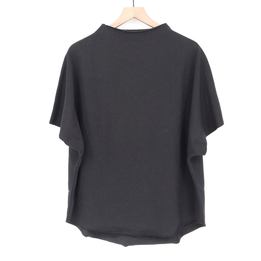 Black Mock Neck Short Sleeve Poncho Top Oversized Knit  L