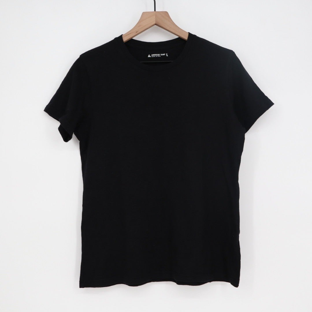 American Giant Women's Classic Crewneck T Shirt Black Made in USA Size L