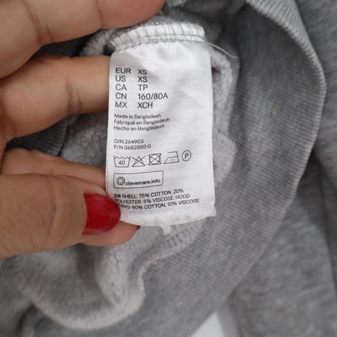 H&M Divided Womens XS Heather Grey Zip Up Hoodie Basic Fleece Sweatshirt
