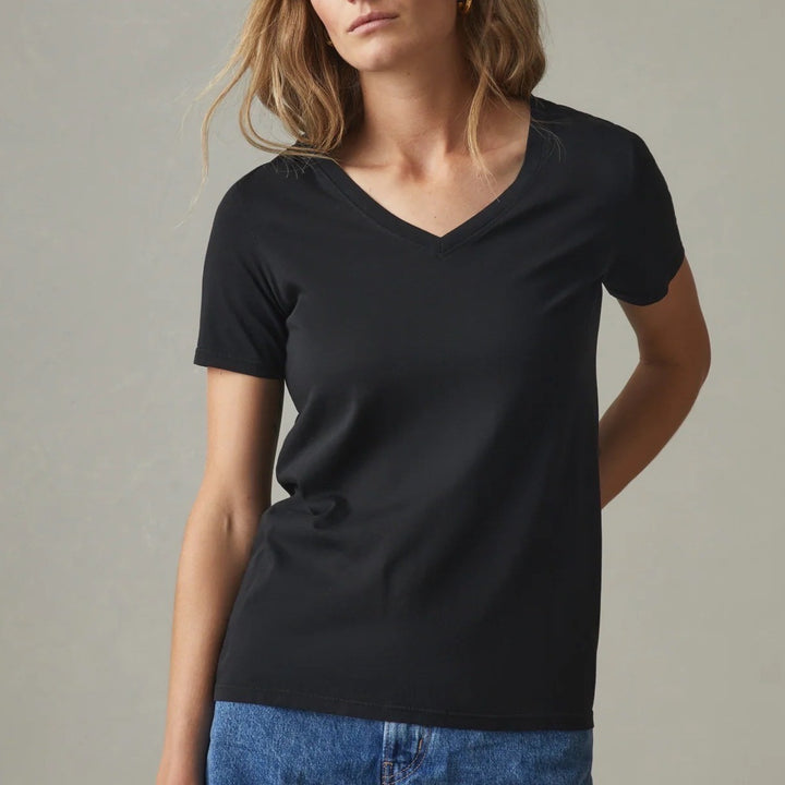 American Giant Womens Size S Black V Neck Supima Cotton T Shirt Made in USA