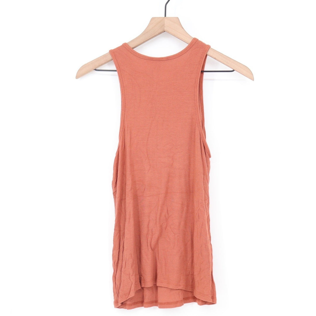 Prologue Womens Ribbed Knit High Neck Tank Top Terracotta Orange Medium