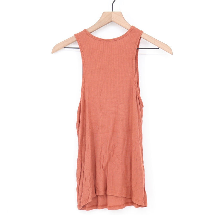 Prologue Womens Ribbed Knit High Neck Tank Top Terracotta Orange Medium