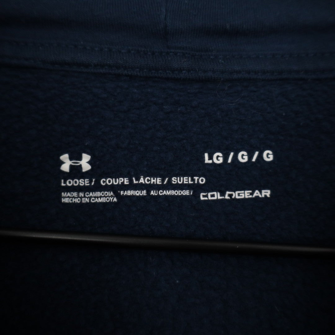 Under Armour Rival Coldgear Hoodie Men's Large Blue Fleece Lined Raglan Sleeve