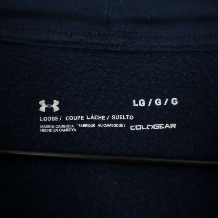 Under Armour Rival Coldgear Hoodie Men's Large Blue Fleece Lined Raglan Sleeve