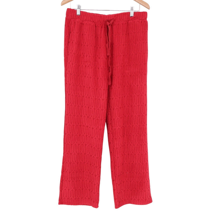 Roudelain 2-PC Pajama Set Womens Medium Red Cable Knit Stretch Ribbed Straight