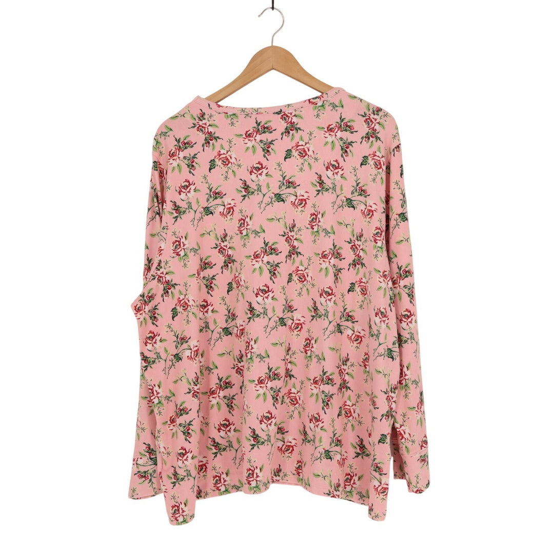 Charter Club Intimates Sleepshirt Womens 3X Pink Floral Stretch Henley Neck