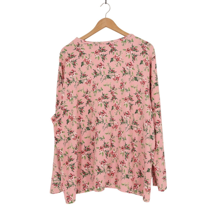 Charter Club Intimates Sleepshirt Womens 3X Pink Floral Stretch Henley Neck