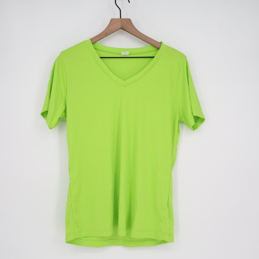 Opna T Shirt Womens Large Neon Green V Neck Short Sleeve Active Wear Pullover