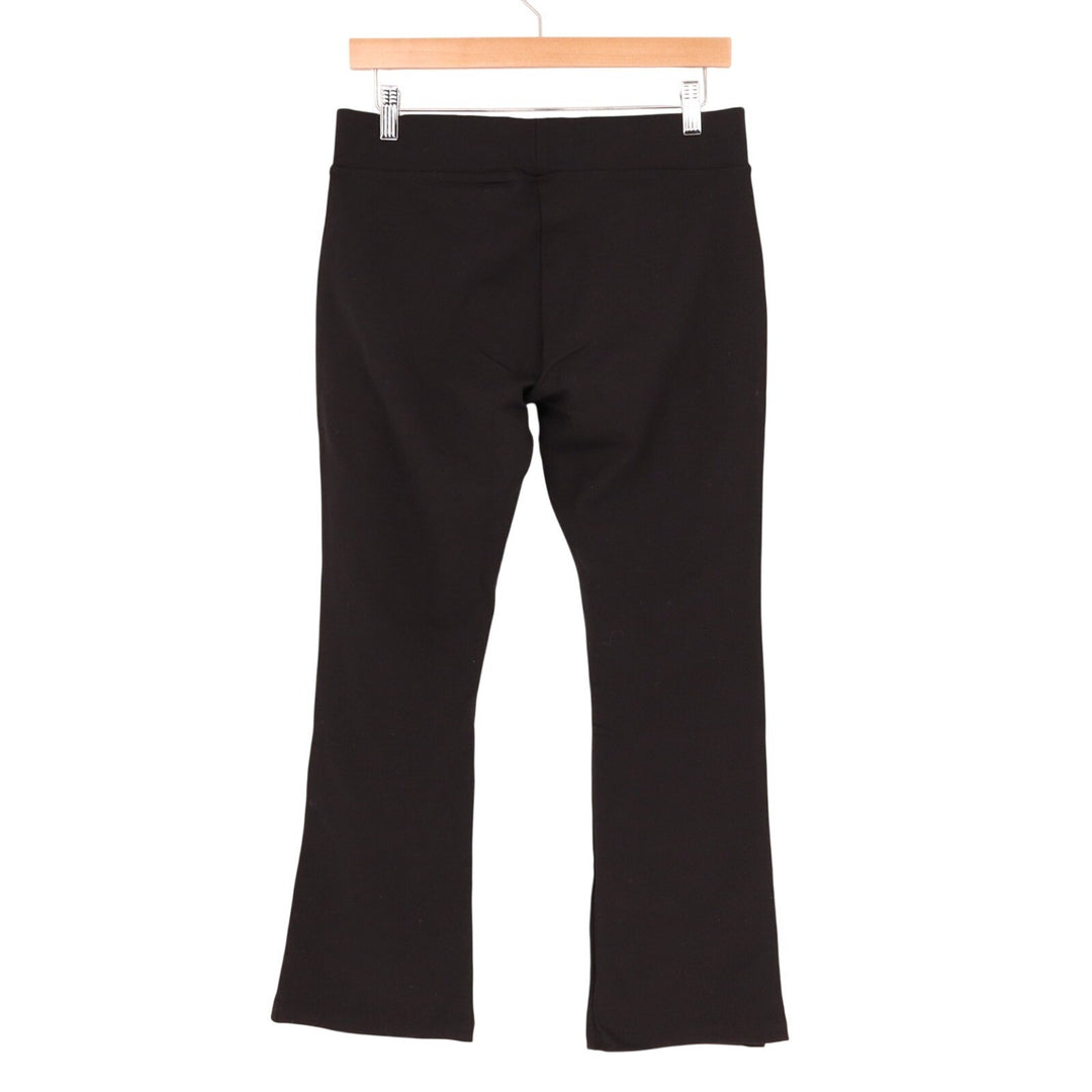 American Giant Ponte Kick Crop Pants Womens 10 Black Flare Stretch Elastic Waist