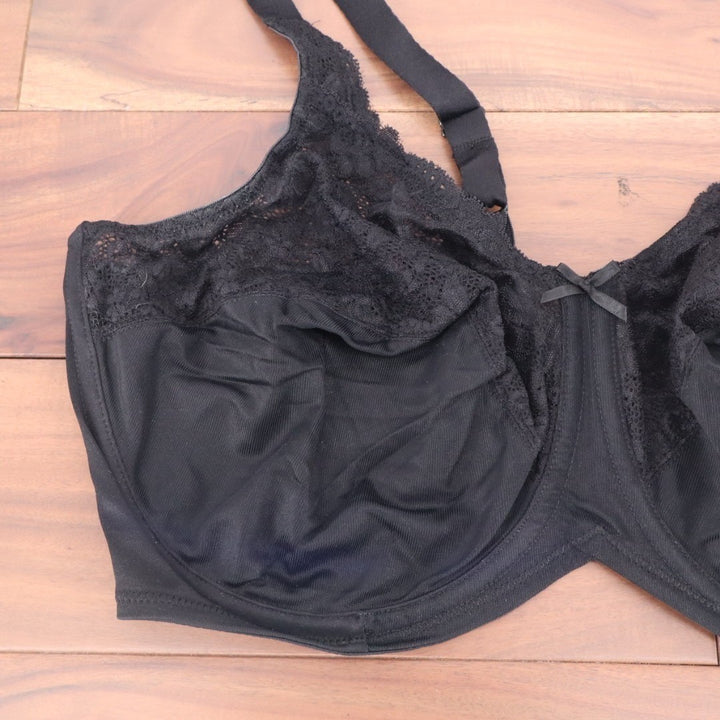 Lilyette by Bali Comfort Lace Minimizer Underwire Bra Womens 44D Black Nylon
