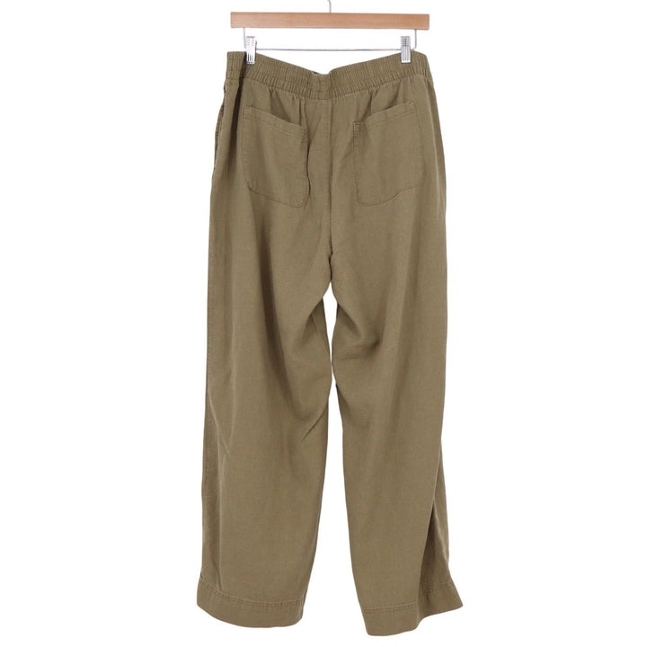 Old Navy Womens Large Olive Green Linen Blend Wide Leg Comfort Waist Pants