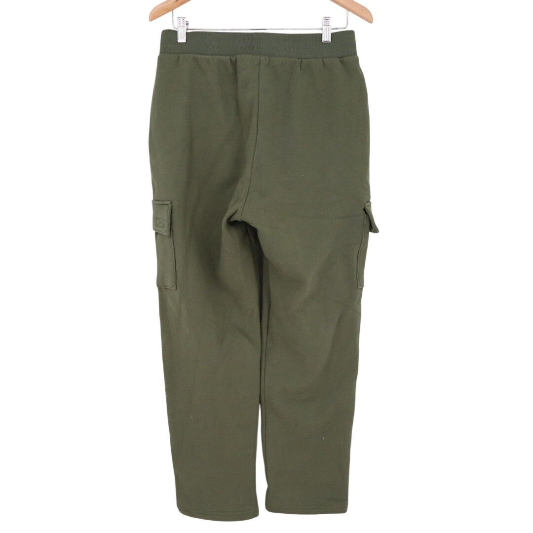 American Giant Sweatpants Womens Medium Green Cotton Cargo Pockets Fleece Lined
