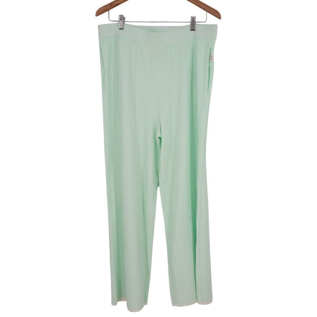 State of Day Intimates Pajama Pants Womens Large Butter Mint Green Ribbed Knit