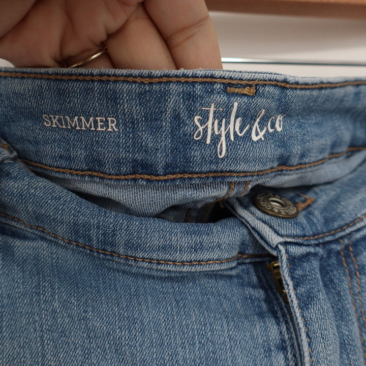 Style & Co Womens Skimmer Denim Shorts Blue Medium Wash Size 18 Bermuda Knee