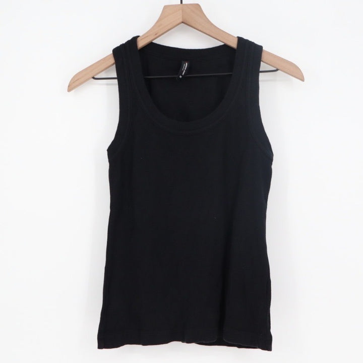 American Giant Womens Black Ribbed Tank Top Size M Made in USA Scoop Neck Basic
