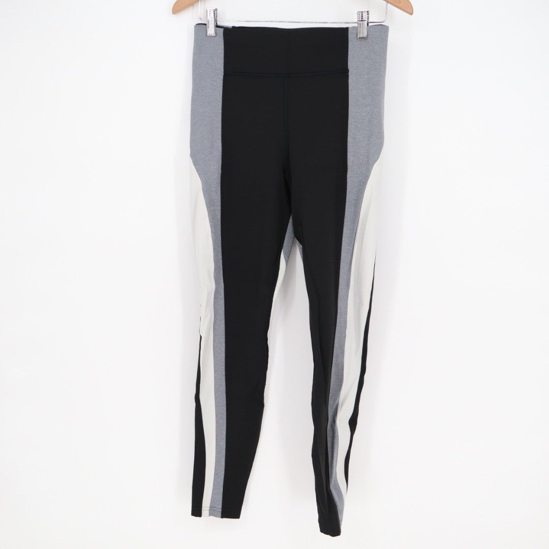 Athleta Crest Colorblock Tight Leggings Black Grey White Athletic Gym Size M