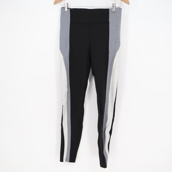 Athleta Crest Colorblock Tight Leggings Black Grey White Athletic Gym Size M