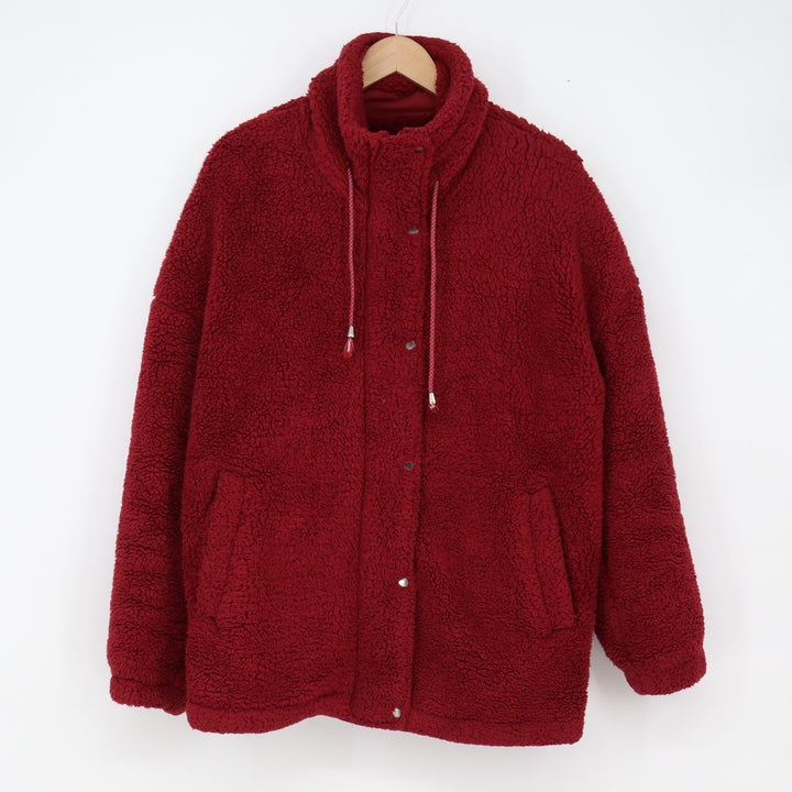 Unbranded Jacket Womens XL Burgundy Sherpa Fleece Snap Button Excellent