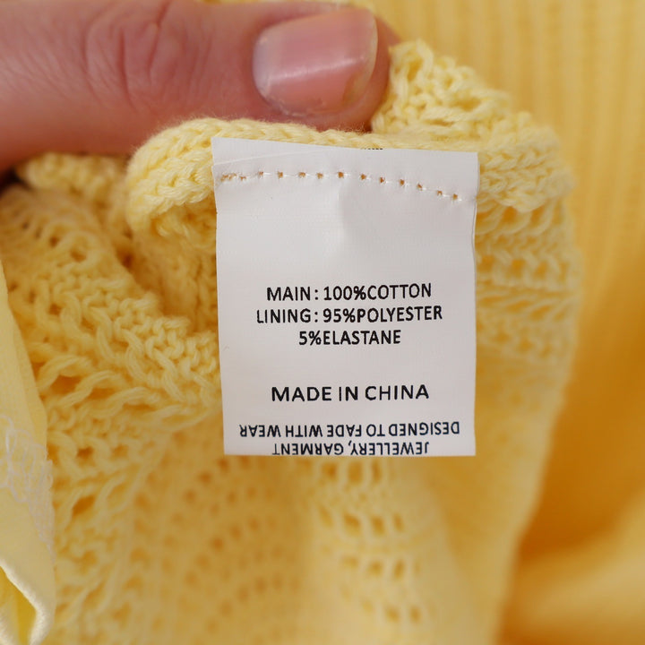 Showpo Fhel Maxi Dress Lemon Yellow Crochet Strappy Knit Sundress US 8 PH9475