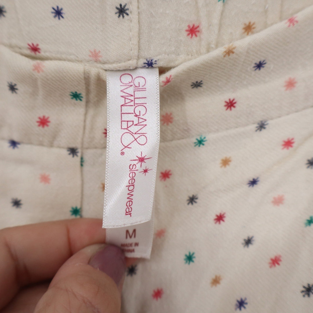 Gilligan & O'Malley Womens Medium Cotton Pajama Set Cream Starburst Print PJ 2pc
