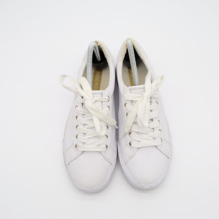 Nine West Layna Womens US 8M Trainers Shoes White Leather Athletic Sneakers