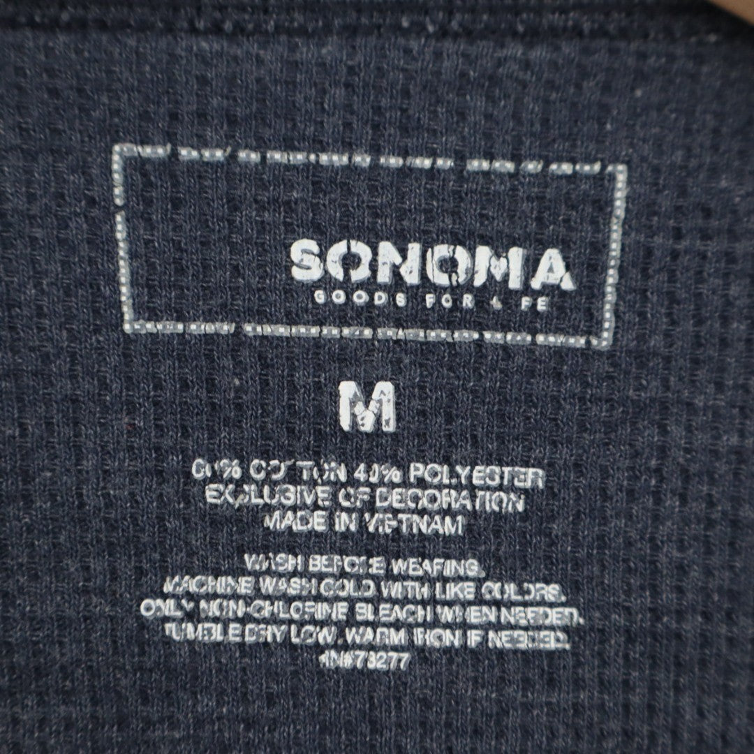 Sonoma Goods For Life Thermal Shirt Mens M Heather Blue Cotton Knit Crew Neck
