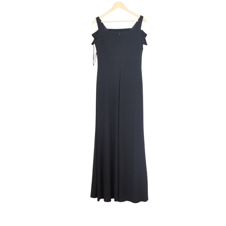 Nightway Womens Black Cold Shoulder Ruffle Maxi Gown Dress Size 12 NEW