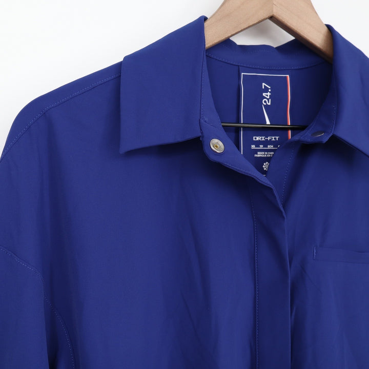 Nike 24.7 Dri-FIT Womens Royal Blue Long Sleeve Snap Button Top XS