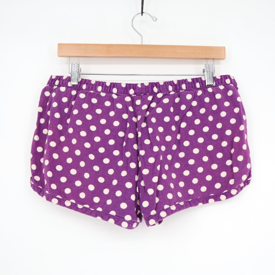 Aerie Mini Shorts Womens S Purple Polka Dot Pleated Elastic Waist Low Rise