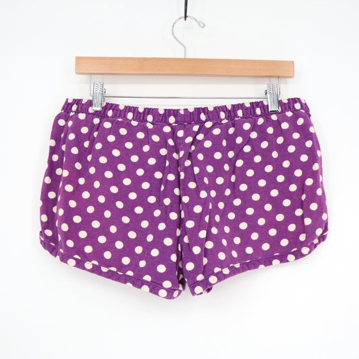 Aerie Mini Shorts Womens S Purple Polka Dot Pleated Elastic Waist Low Rise