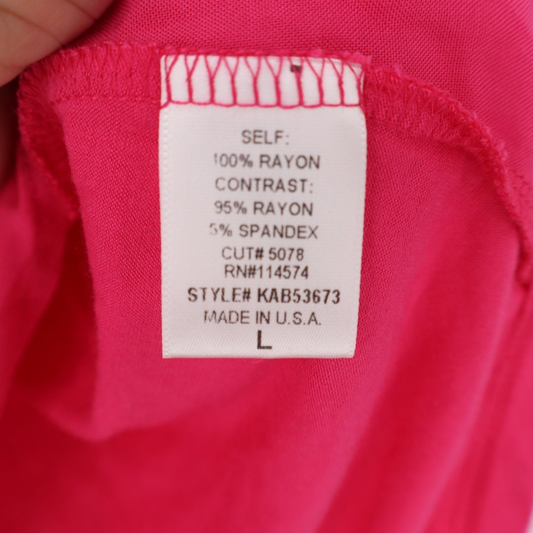 Pleione Hot Pink Roll Tab Sleeve Button Down Tunic Shirt Womens Large