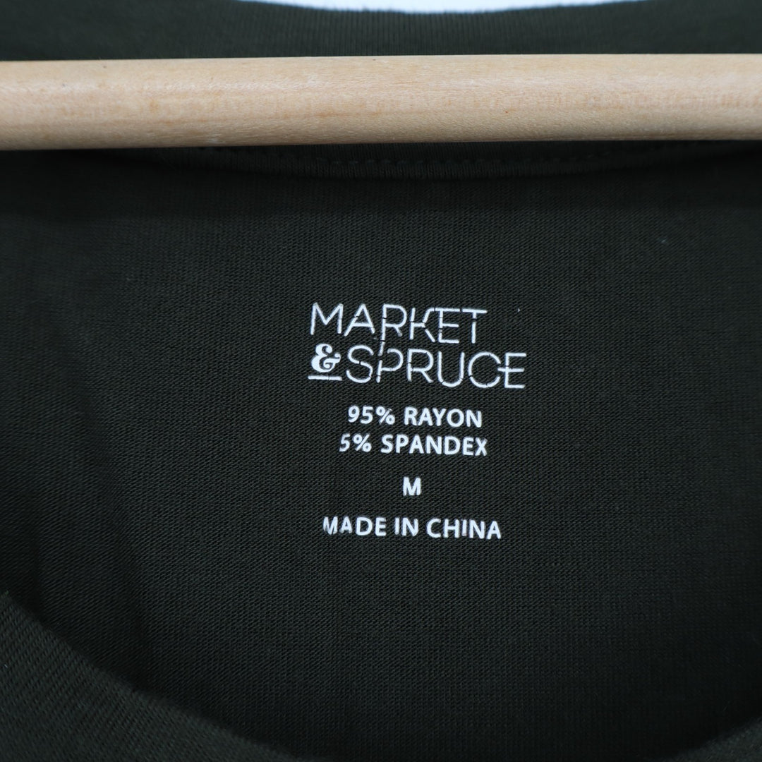 Market Spruce T-Shirt Womens M Olive Green Short Sleeve Front Pocket Crew Neck