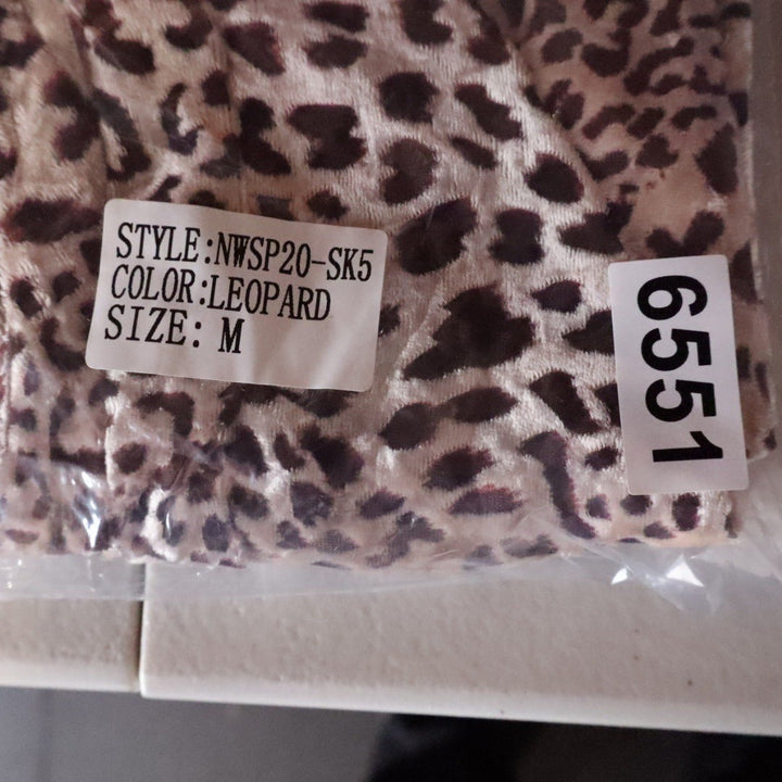 Naked Wardrobe Leopard Print Draped Mini Skirt Brown Tan Velvet Med
