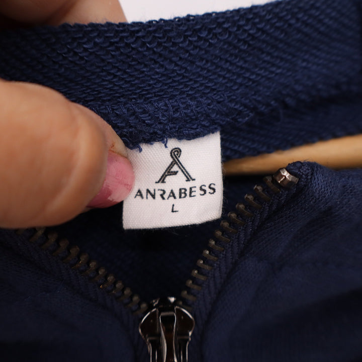 ANRABESS Jumpsuit Womens L 1/4 Zip Hooded Navy Blue Jogger Athleisure Excellent