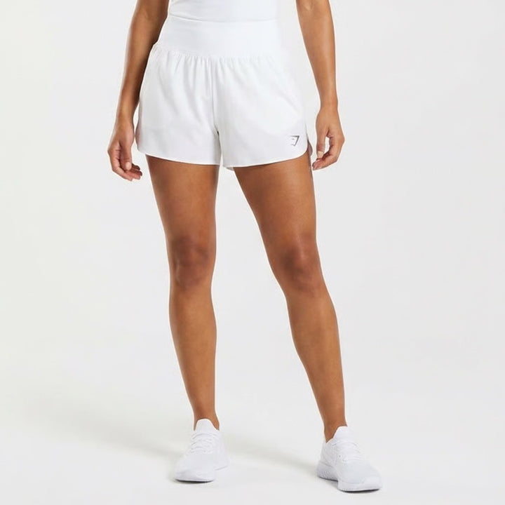 Gymshark Womens White Running Shorts XL Wide Waistband Athletic Activewear