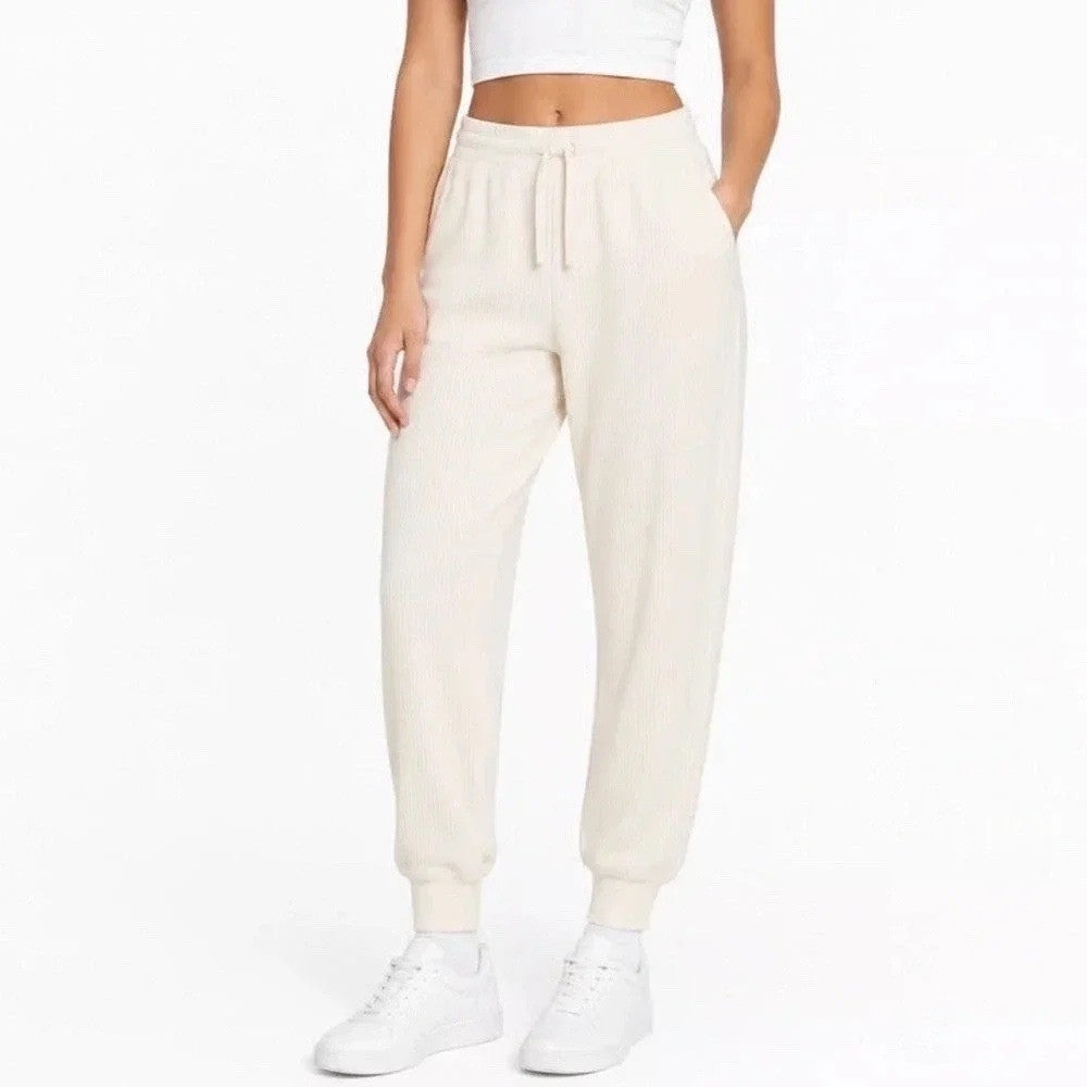 DSG So Soft Ottoman Jogger Womens XS Light Cream Ribbed Sweatpants DAW24419N