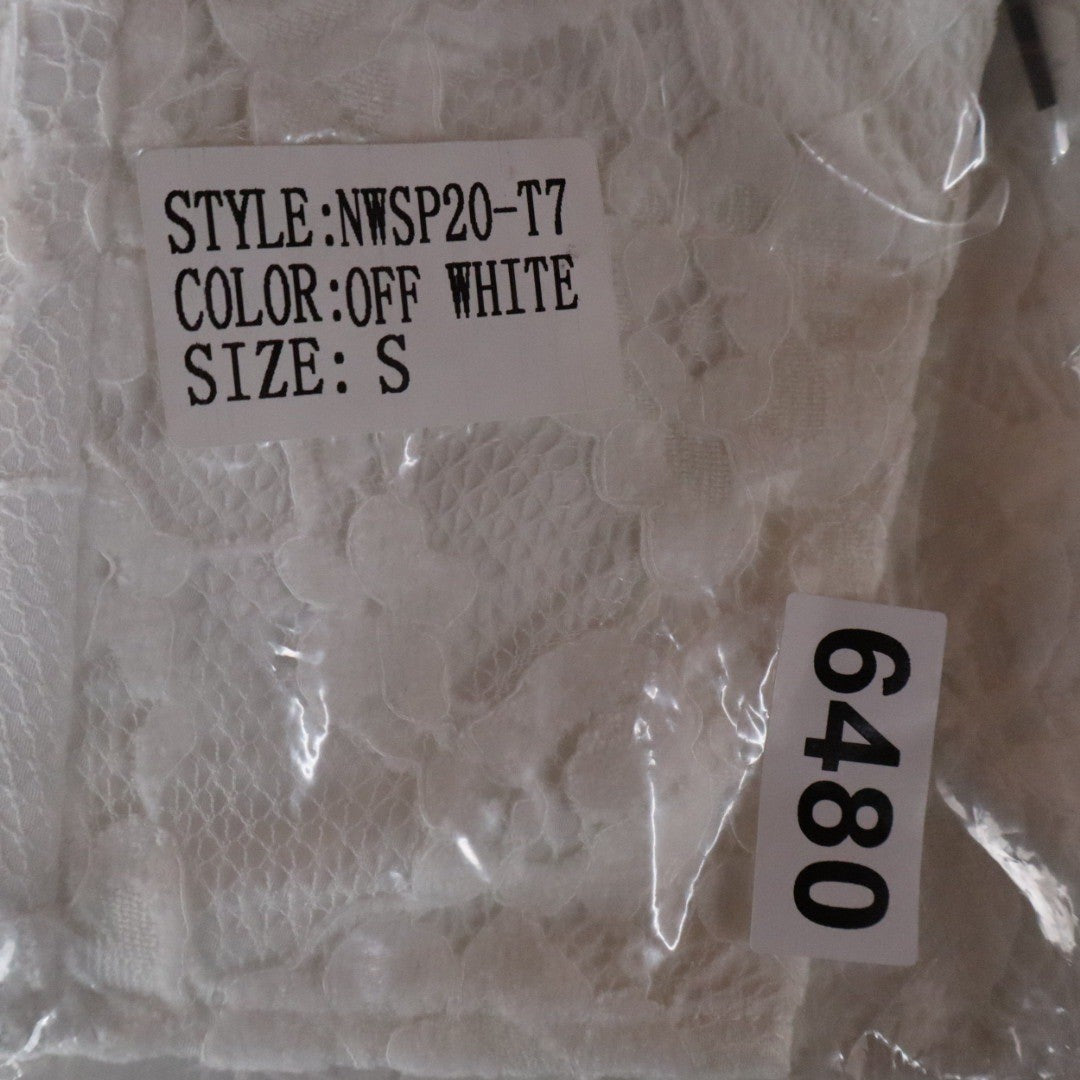 Naked Wardrobe Off White Floral Lace Bustier Crop Top Sweetheart Strapless Small