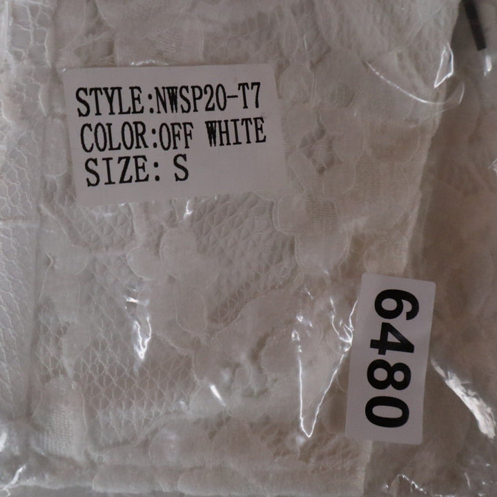 Naked Wardrobe Off White Floral Lace Bustier Crop Top Sweetheart Strapless Small