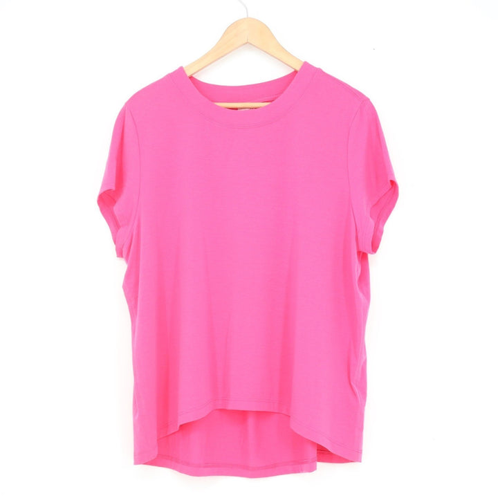 Athleta Zephyr Tee Pink Pleated Back Short Sleeve T-Shirt Womens Size M