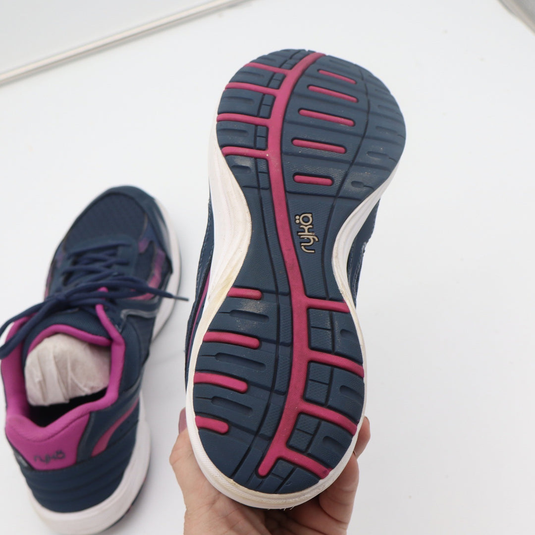 Ryka Dash 3 Womens Walking Shoes Navy Blue Pink Mesh Leather Sneakers 10M