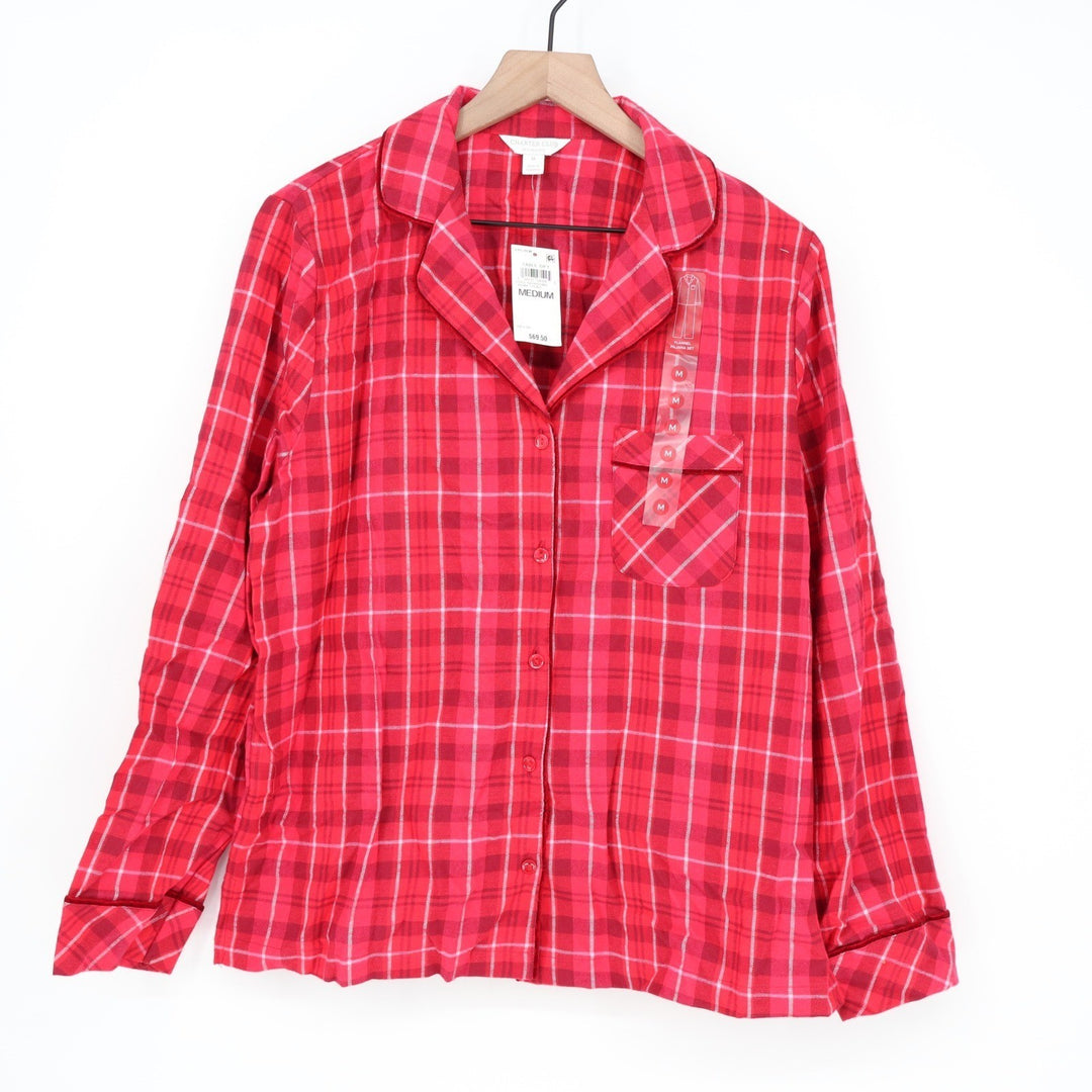 Charter Club Intimates Womens Red Bennet Plaid Flannel Pajama Set Small