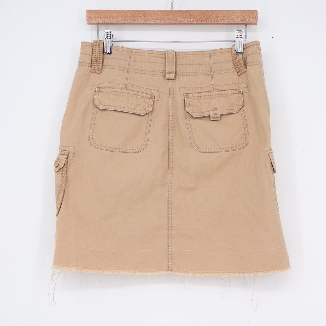 GAP Womens Tan Khaki Cotton Cargo Mini Skirt Raw Hem Utility Size 2